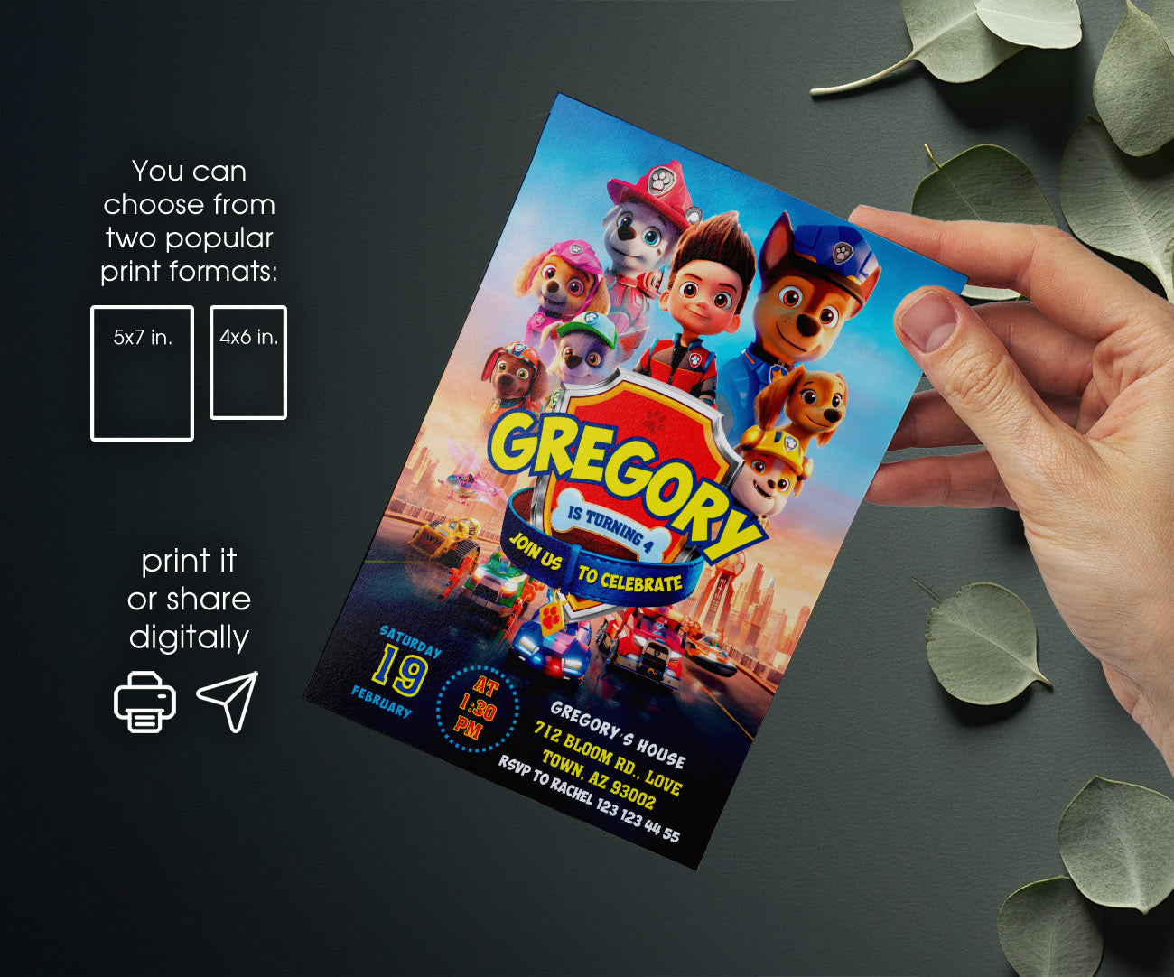 PAW Patrol customizable invitation template | Share or Print | GU122