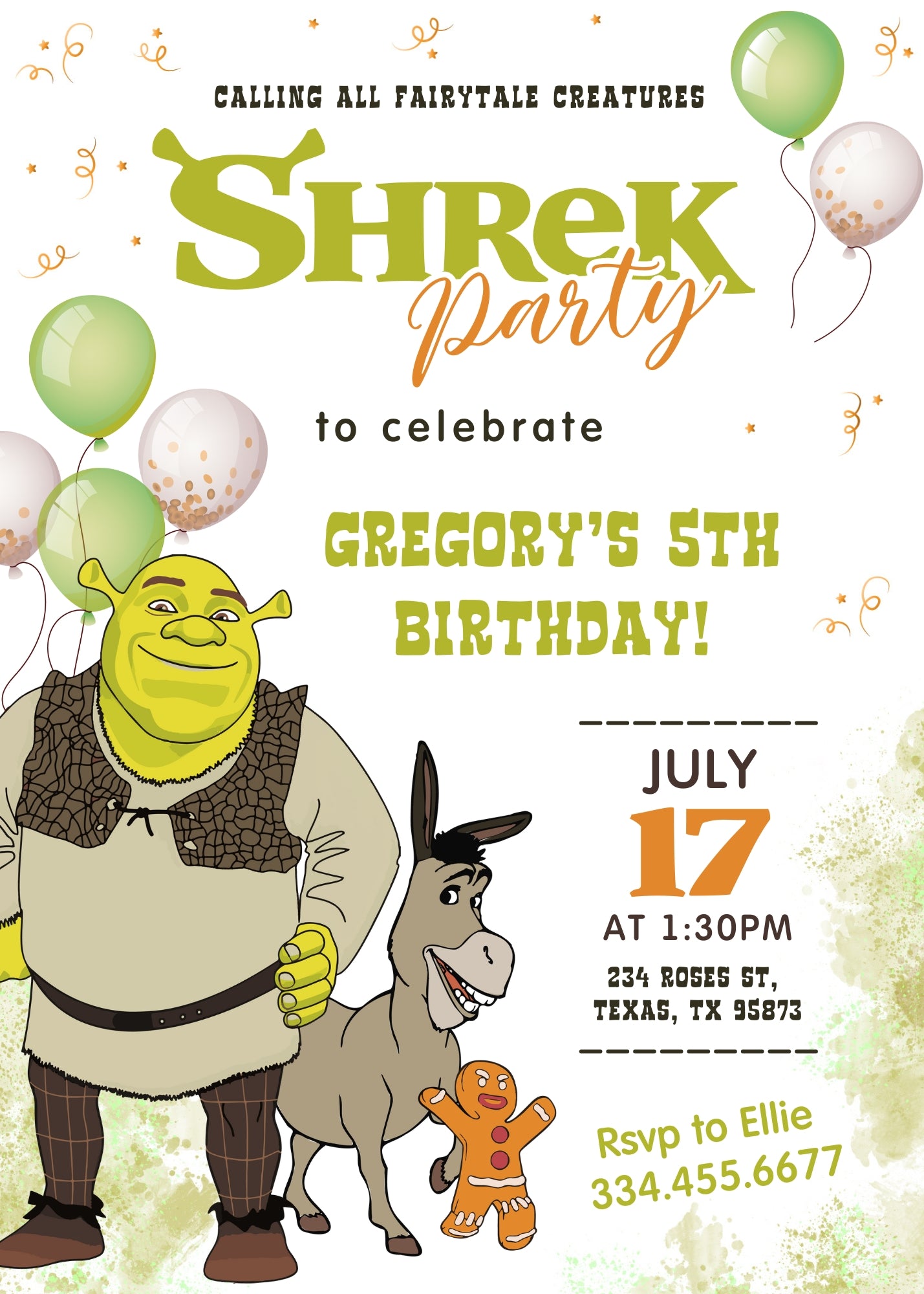 Shrek customizable invitation template | Share or Print | MK303
