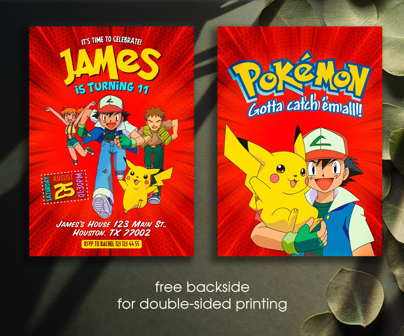 Pokemon Pikachu customizable invitation template | Share or Print | HH155