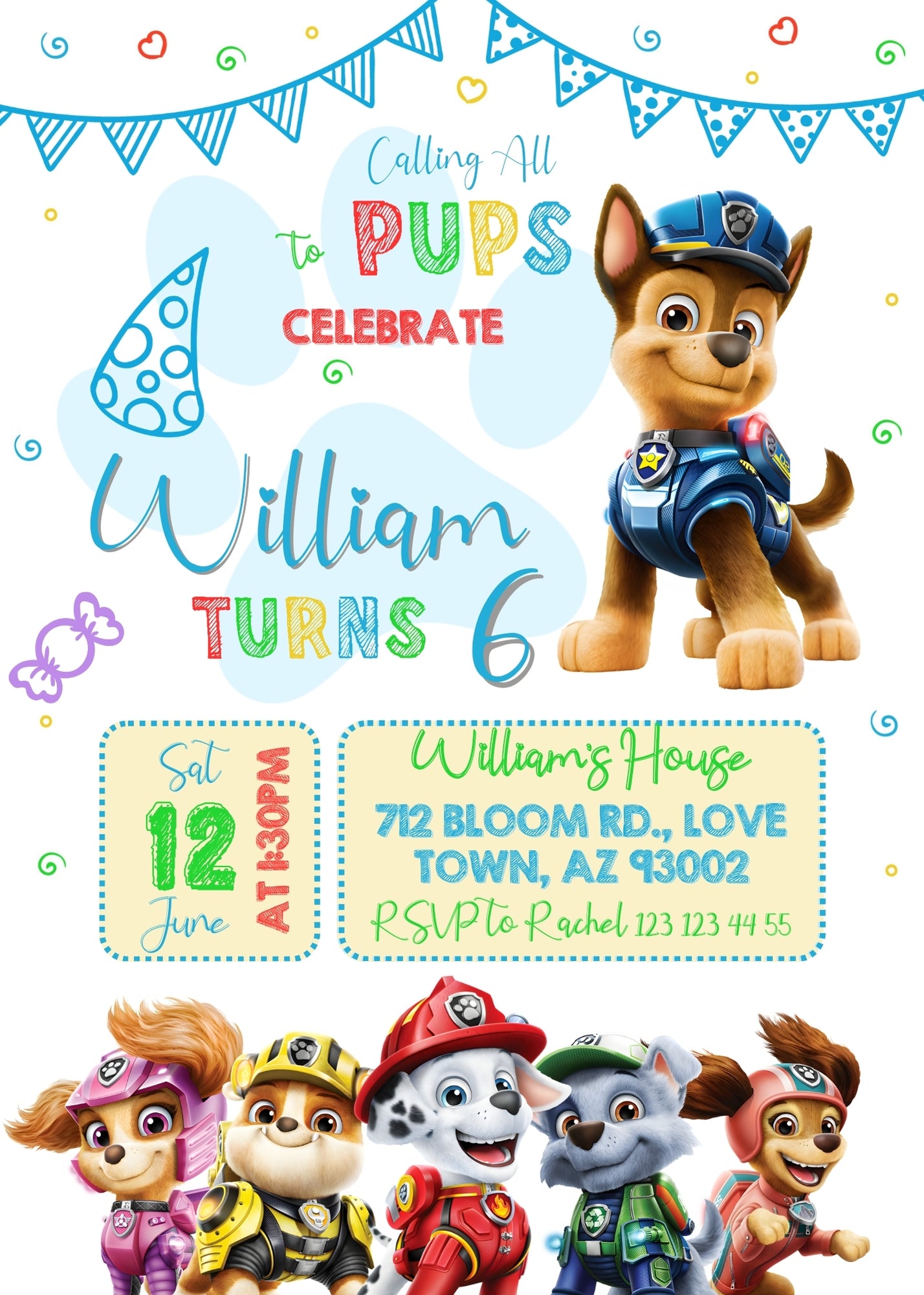PAW Patrol customizable invitation template | Share or Print | NE878