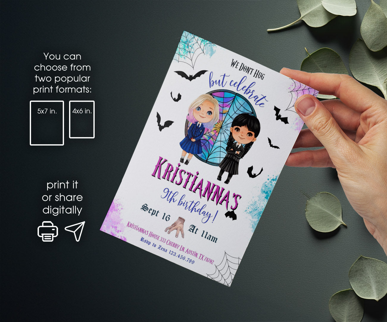 Wednesday Addams customizable invitation template | Share or Print | girl | TB207