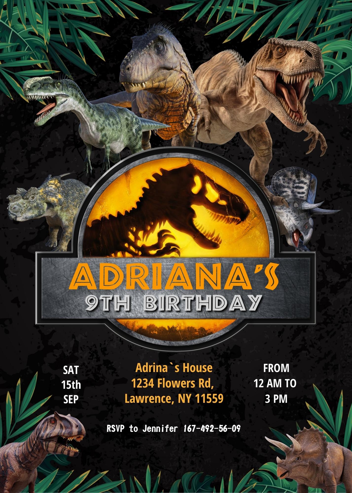 Jurassic World Dinosaur customizable invitation template | Share or Print | XM835