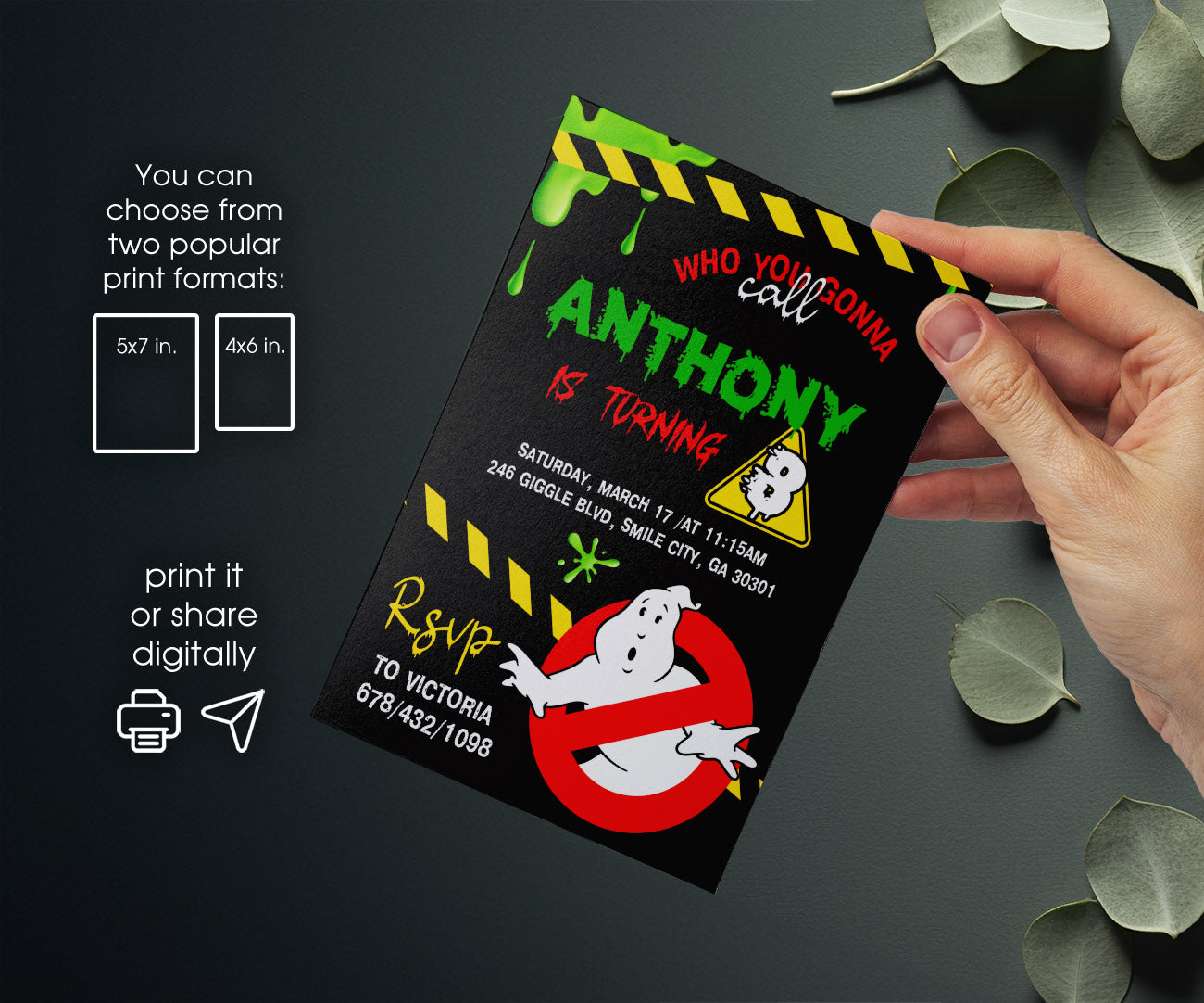 Ghostbusters customizable invitation template | Share or Print | QH768