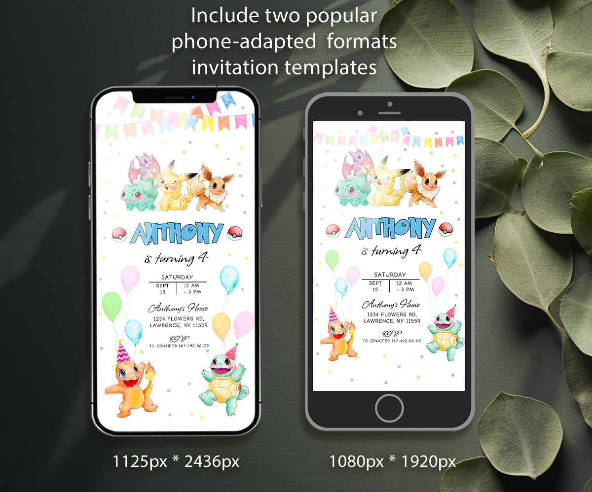 Pokemon Pikachu customizable invitation template | Share or Print | IL779