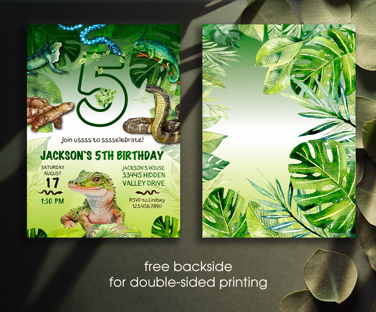 Reptile Lizard Snake customizable invitation template | Share or Print | PC814
