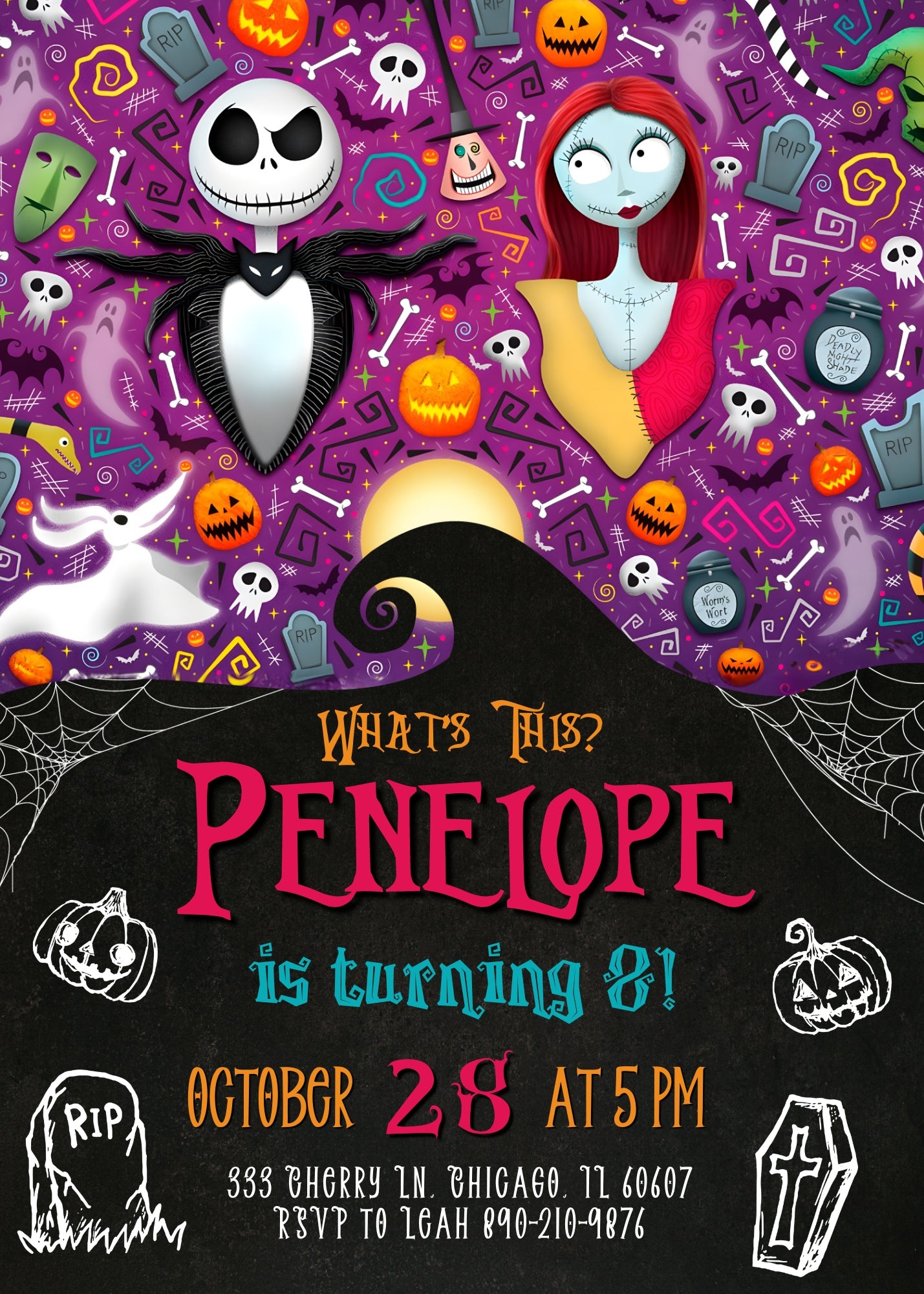 The Nightmare Before Christmas Halloween customizable invitation template | Share or Print | MW410