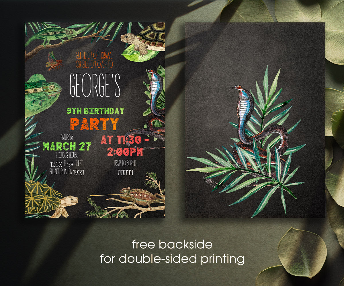 Reptile Lizard Snake customizable invitation template | Share or Print | JL025