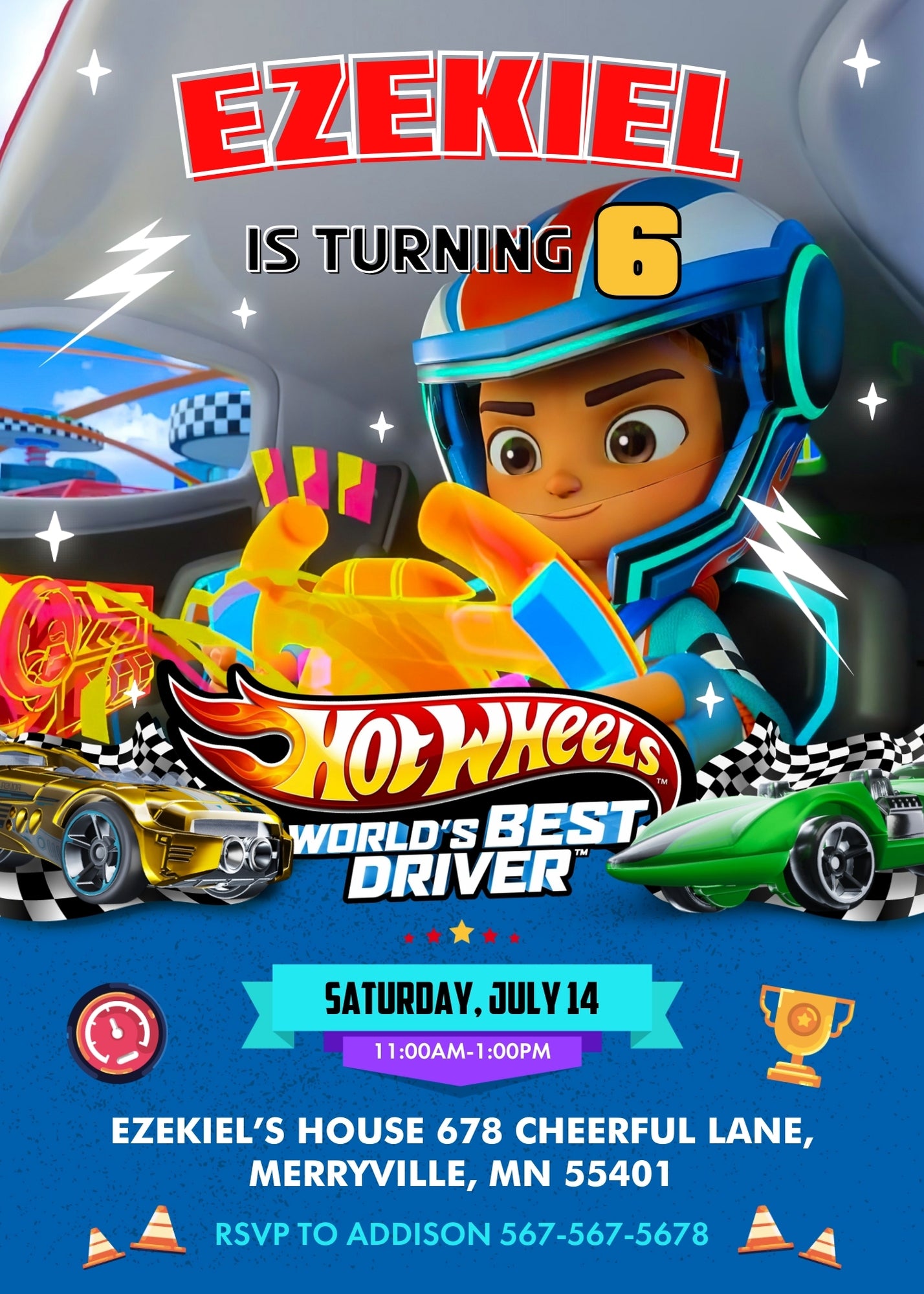 Hot Wheels Let's Race customizable invitation template | Share or Print | boy | RA781