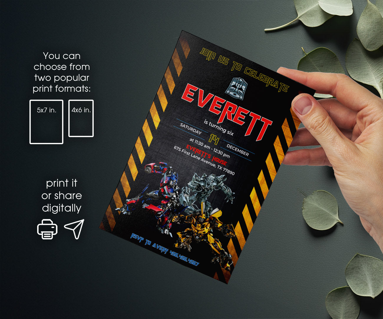 Transformers Rescue Bots customizable invitation template | Share or Print | boy | RP707