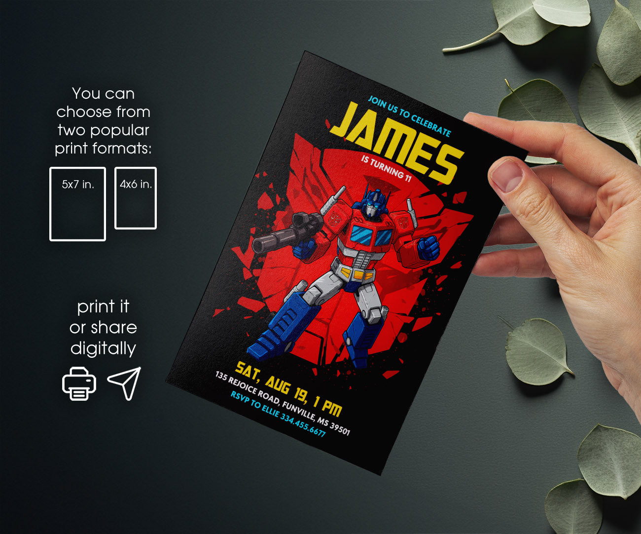 Transformers Rescue Bots customizable invitation template | Share or Print | boy | YB638