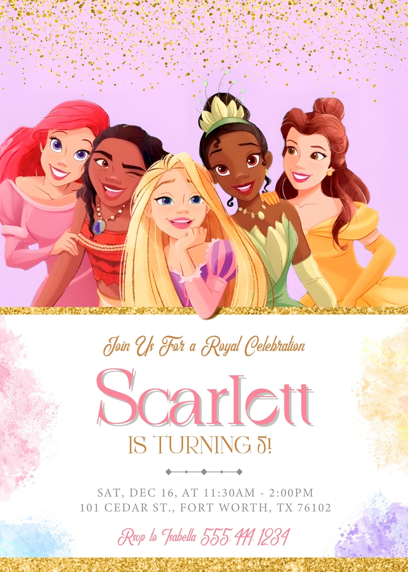 Disney Princess customizable invitation template | Share or Print | girl | XC462