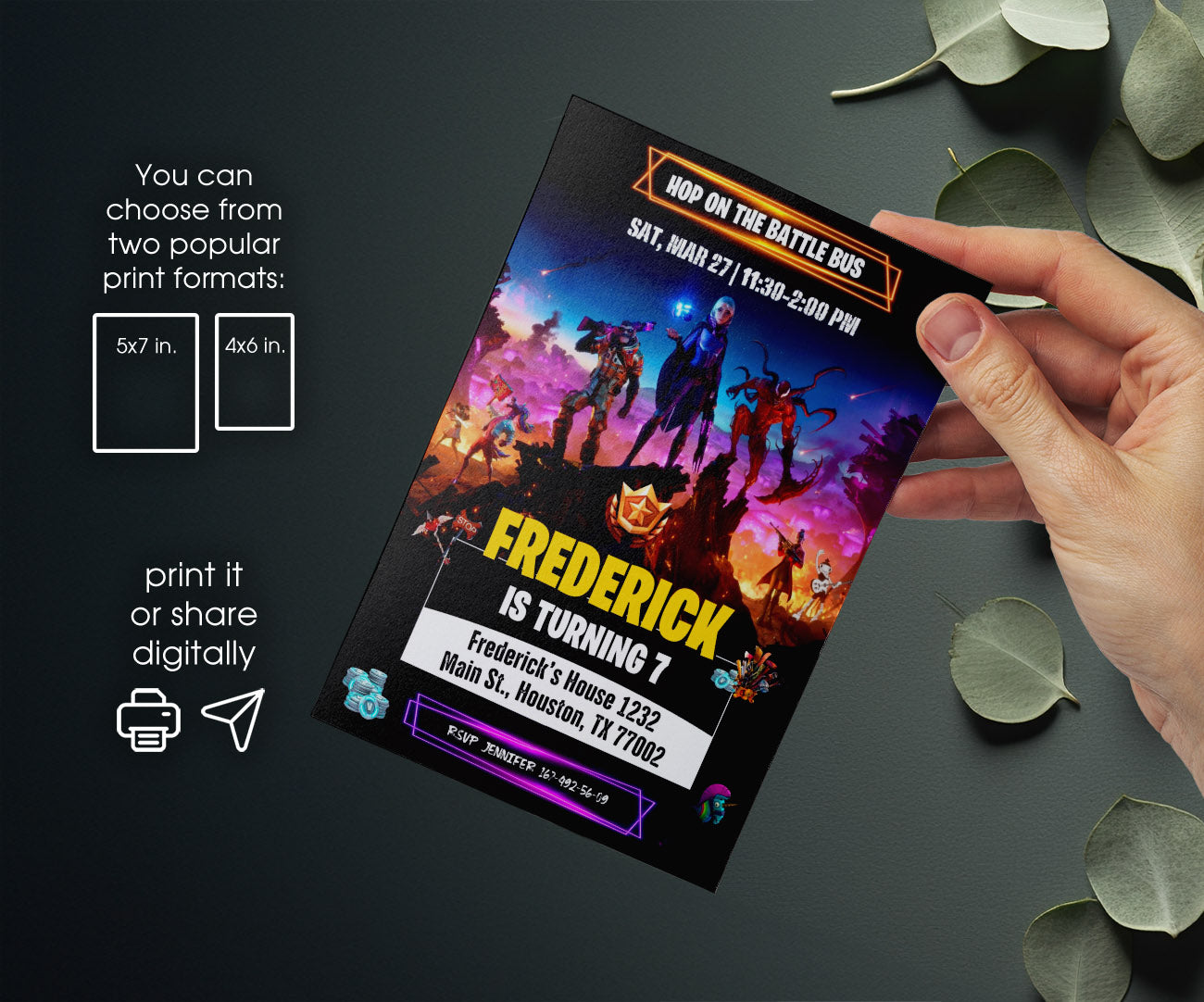 Fortnite Gamer customizable invitation template | Share or Print | boy | MZ394