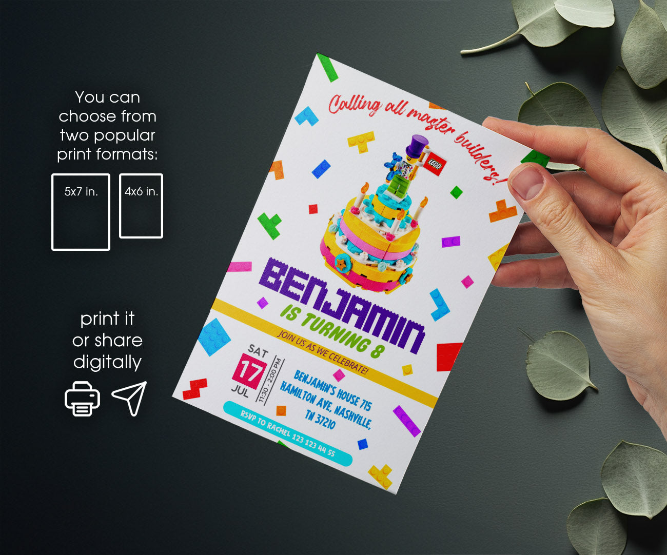 Lego customizable invitation template | Share or Print | UG409