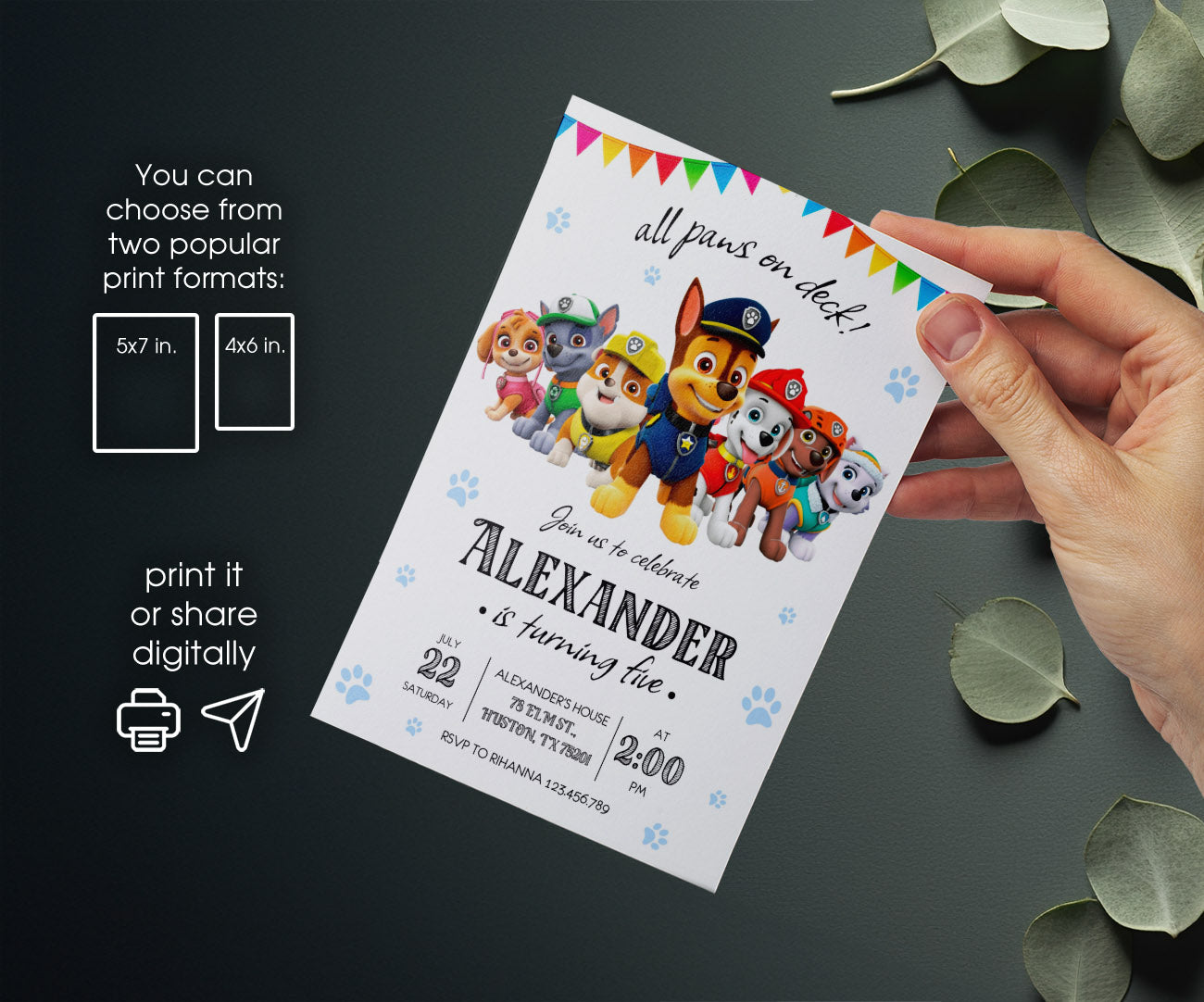 PAW Patrol customizable invitation template | Share or Print | SN149