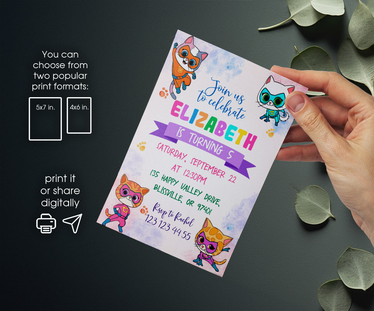 SuperKitties customizable invitation template | Share or Print | IR985