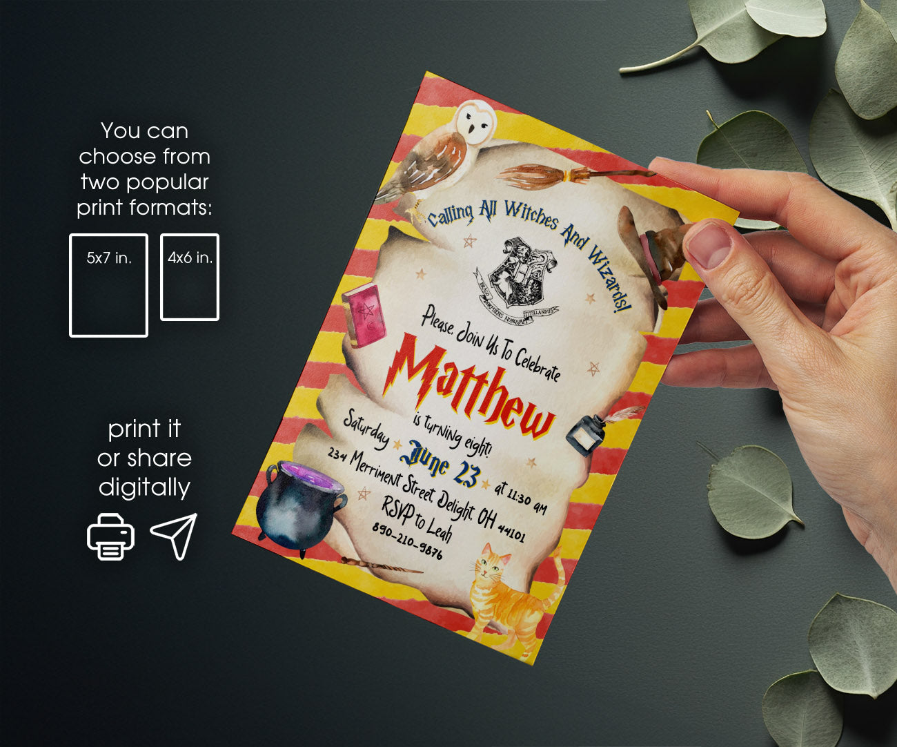 Harry Potter customizable invitation template | Share or Print | AA868