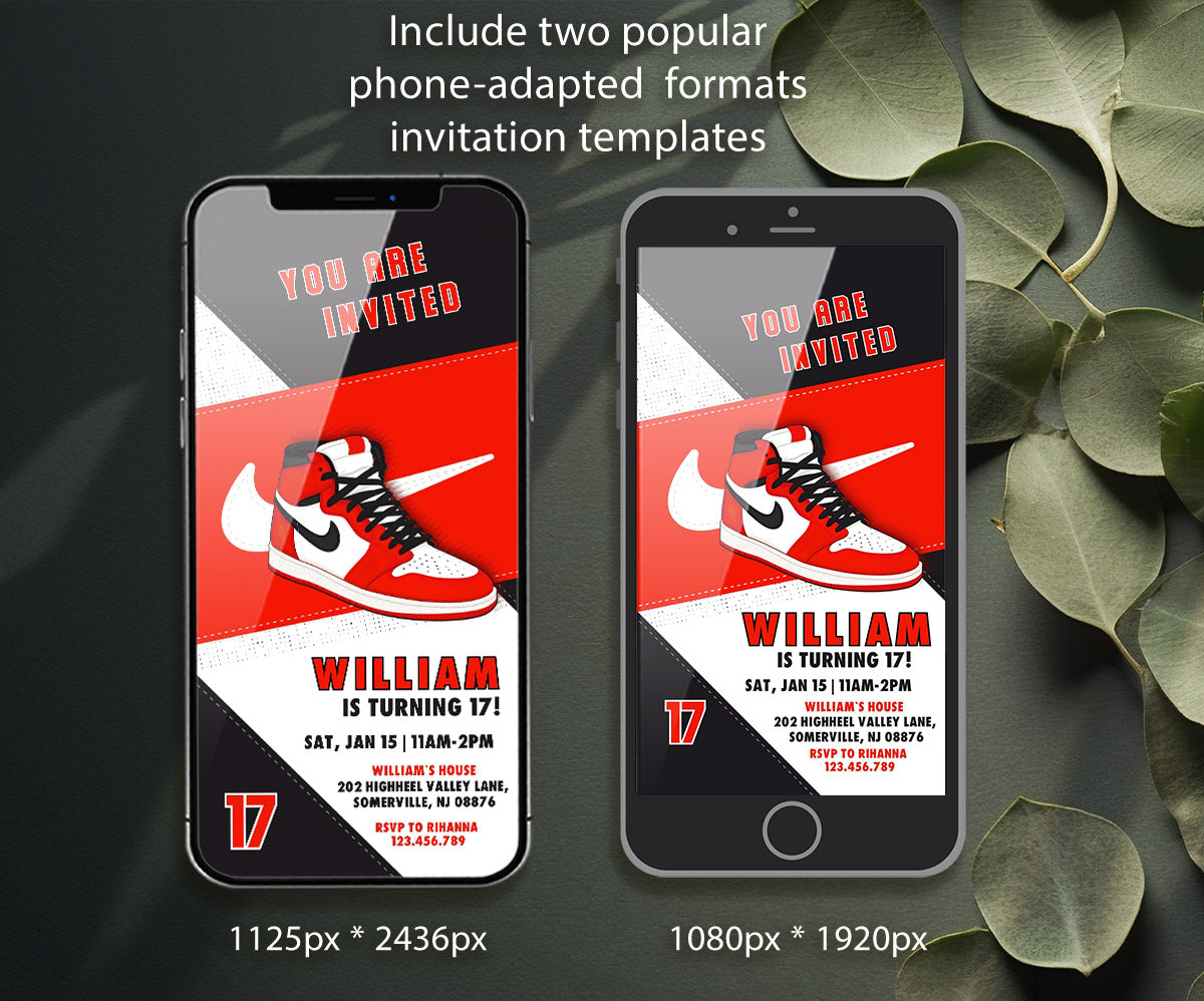 Sneaker Ball Air Jordan Nike customizable invitation template | Share or Print | RT380