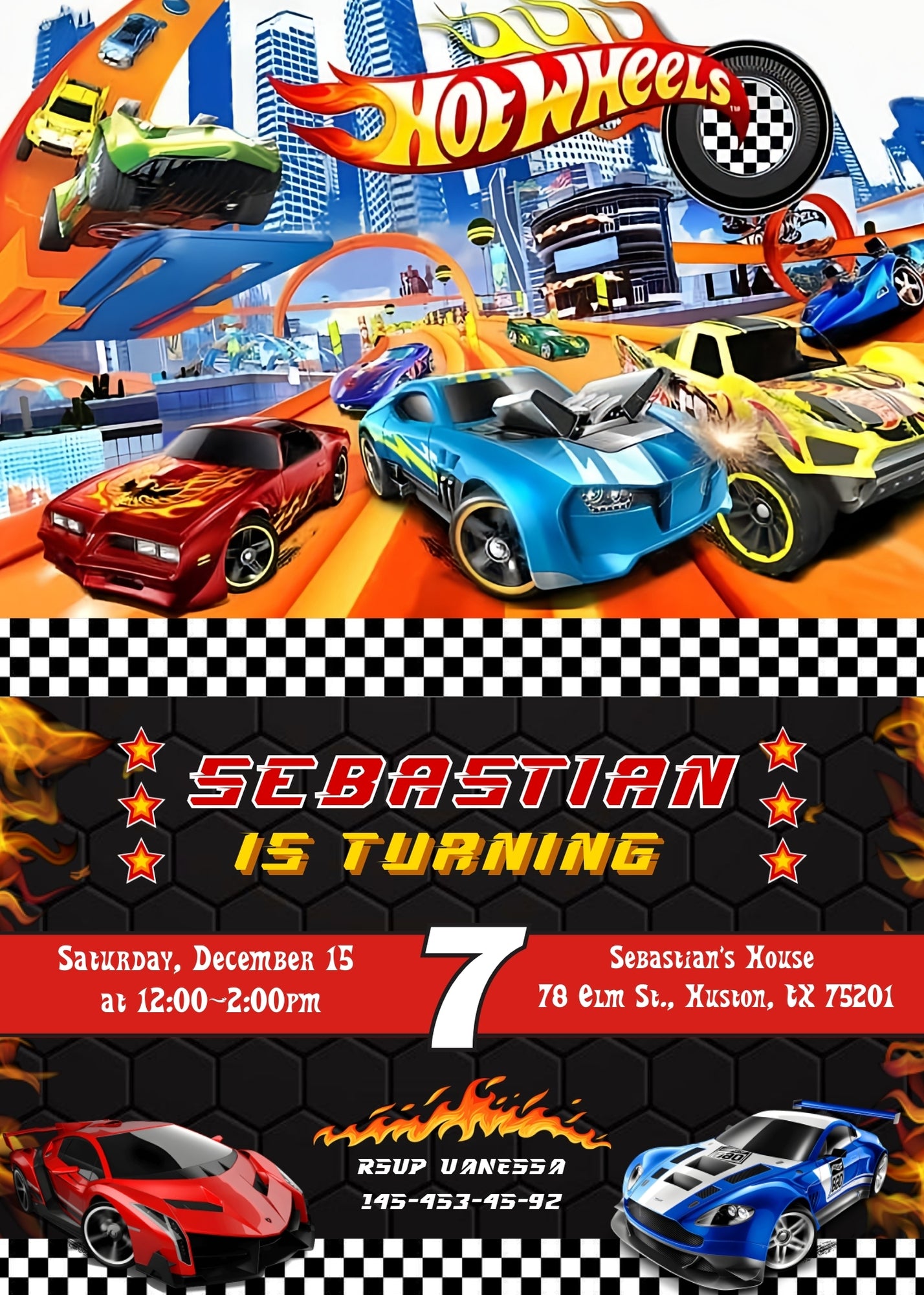 Hot Wheels Racing customizable invitation template | Share or Print | boy | CL612