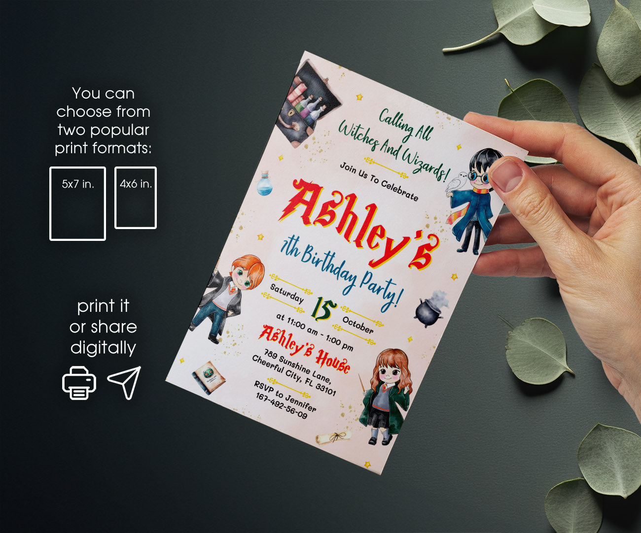 Harry Potter customizable invitation template | Share or Print | EL439