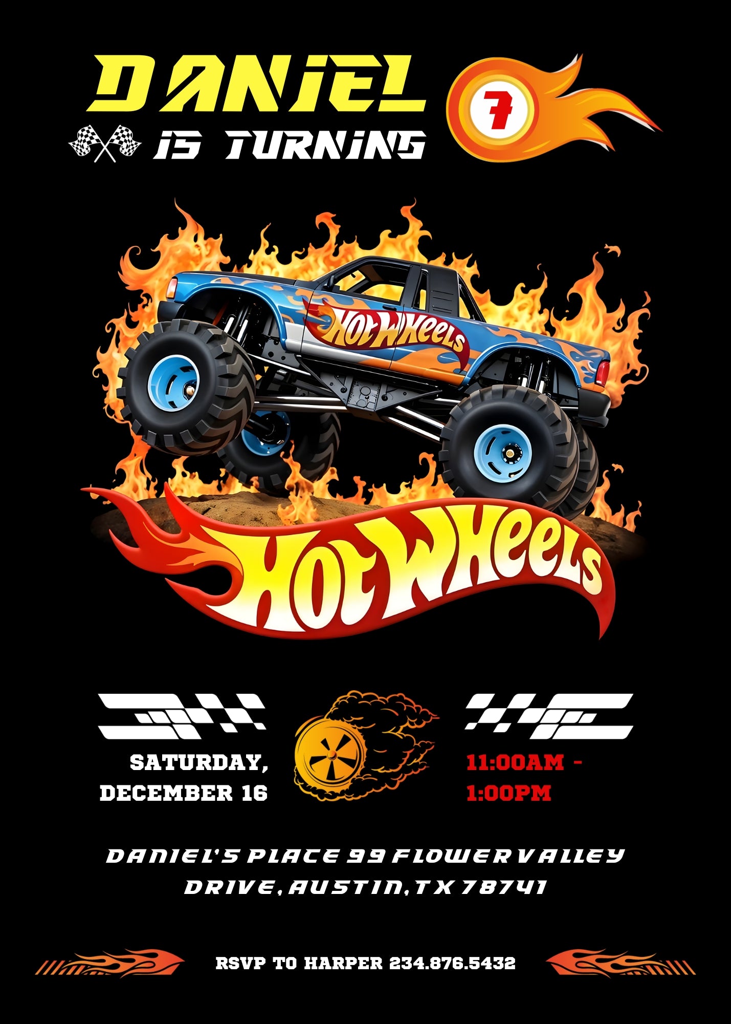 Hot Wheels Racing customizable invitation template | Share or Print | boy | AU820