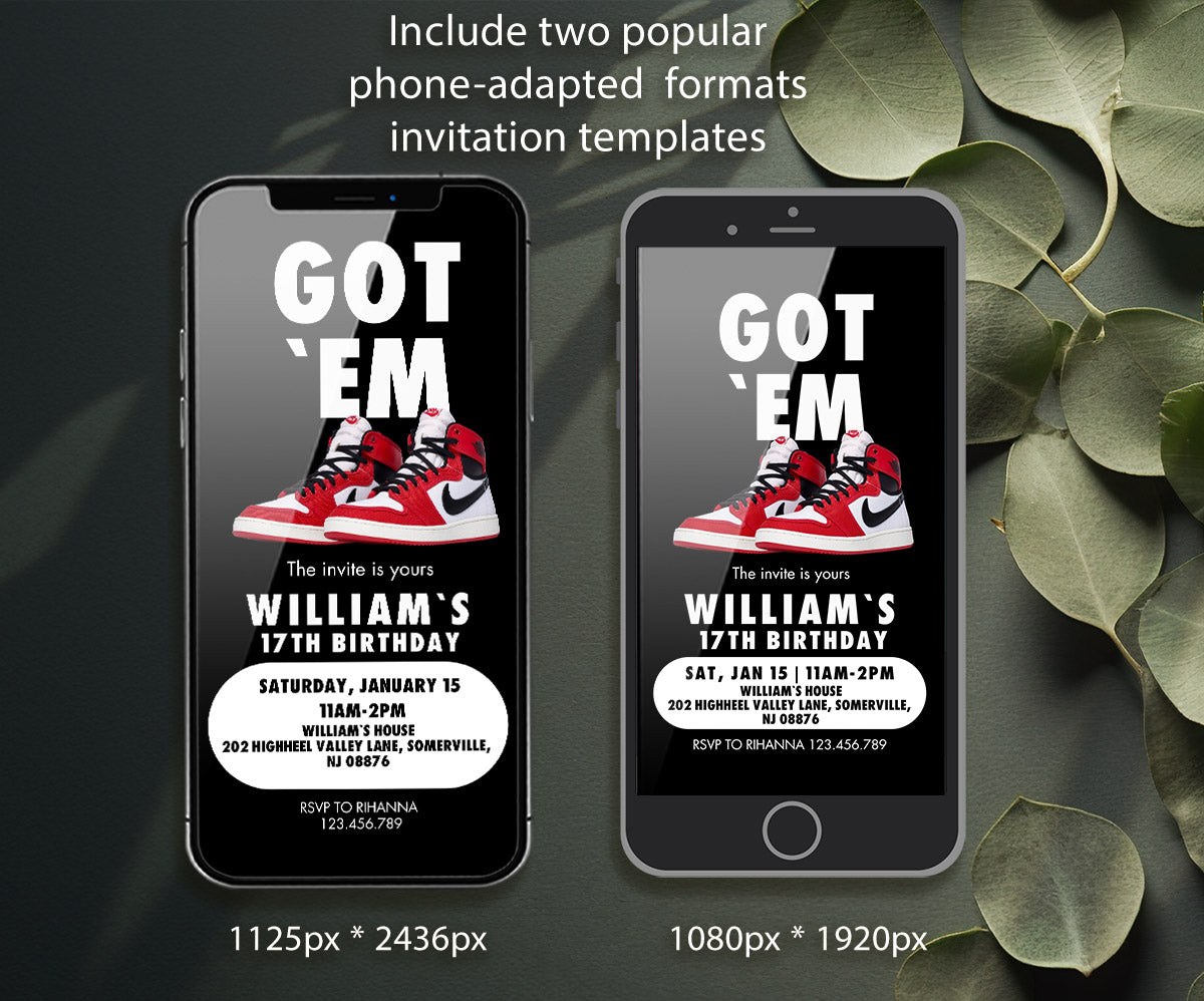 Sneaker Ball Air Jordan Nike customizable invitation template | Share or Print | YB678