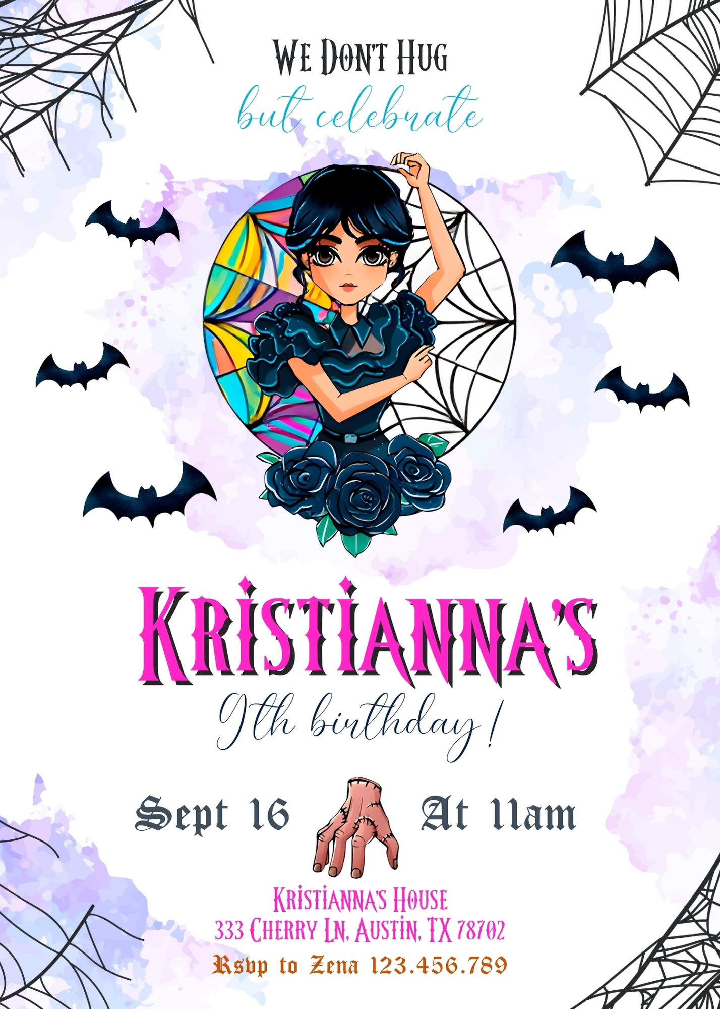 Wednesday Addams customizable invitation template | Share or Print | girl | YO486