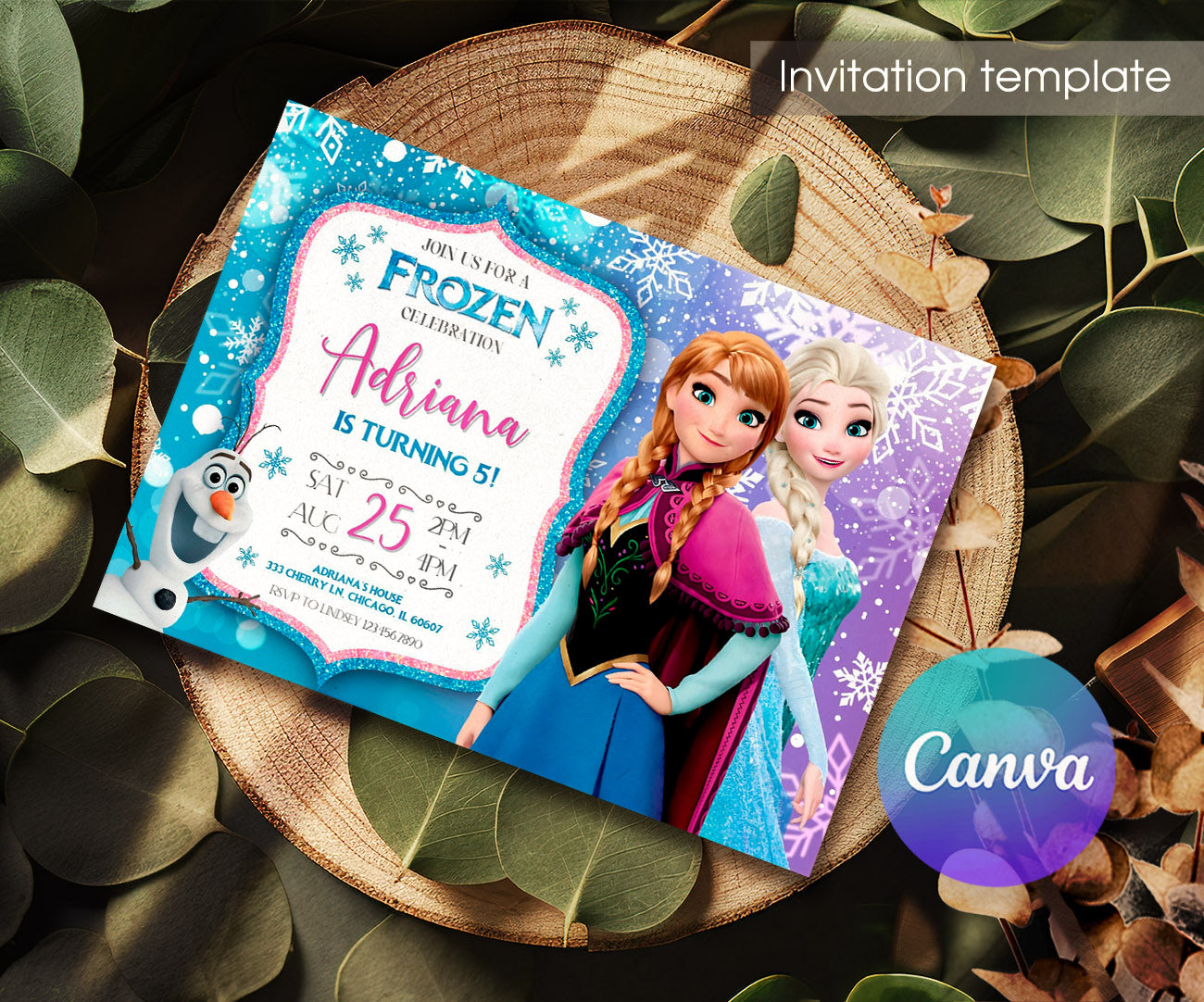 Frozen Elsa customizable invitation template | Share or Print | girl | HD740