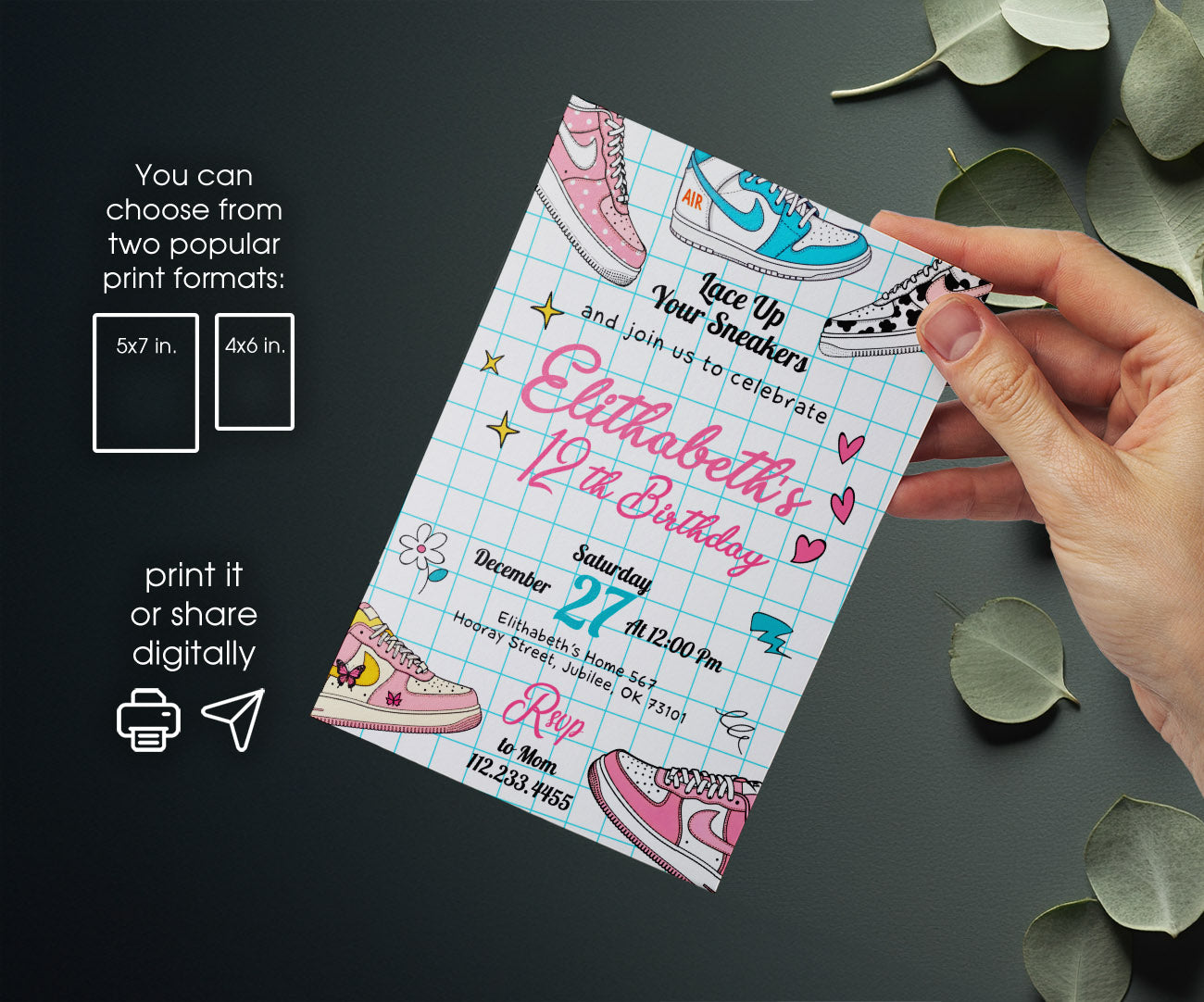 Sneaker Ball Air Jordan Nike customizable invitation template | Share or Print | RH788