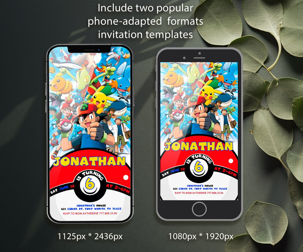 Pokemon Pikachu customizable invitation template | Share or Print | EA313