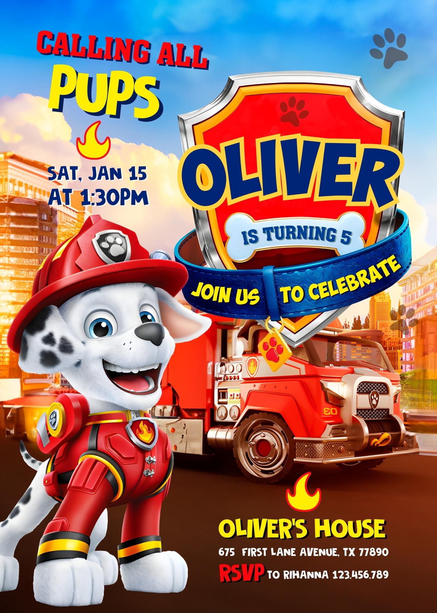 PAW Patrol customizable invitation template | Share or Print | KO424