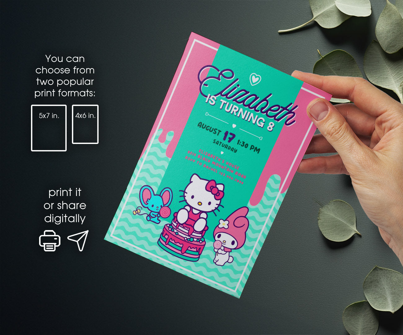 Hello Kitty Sanrio customizable invitation template | Share or Print | GQ584
