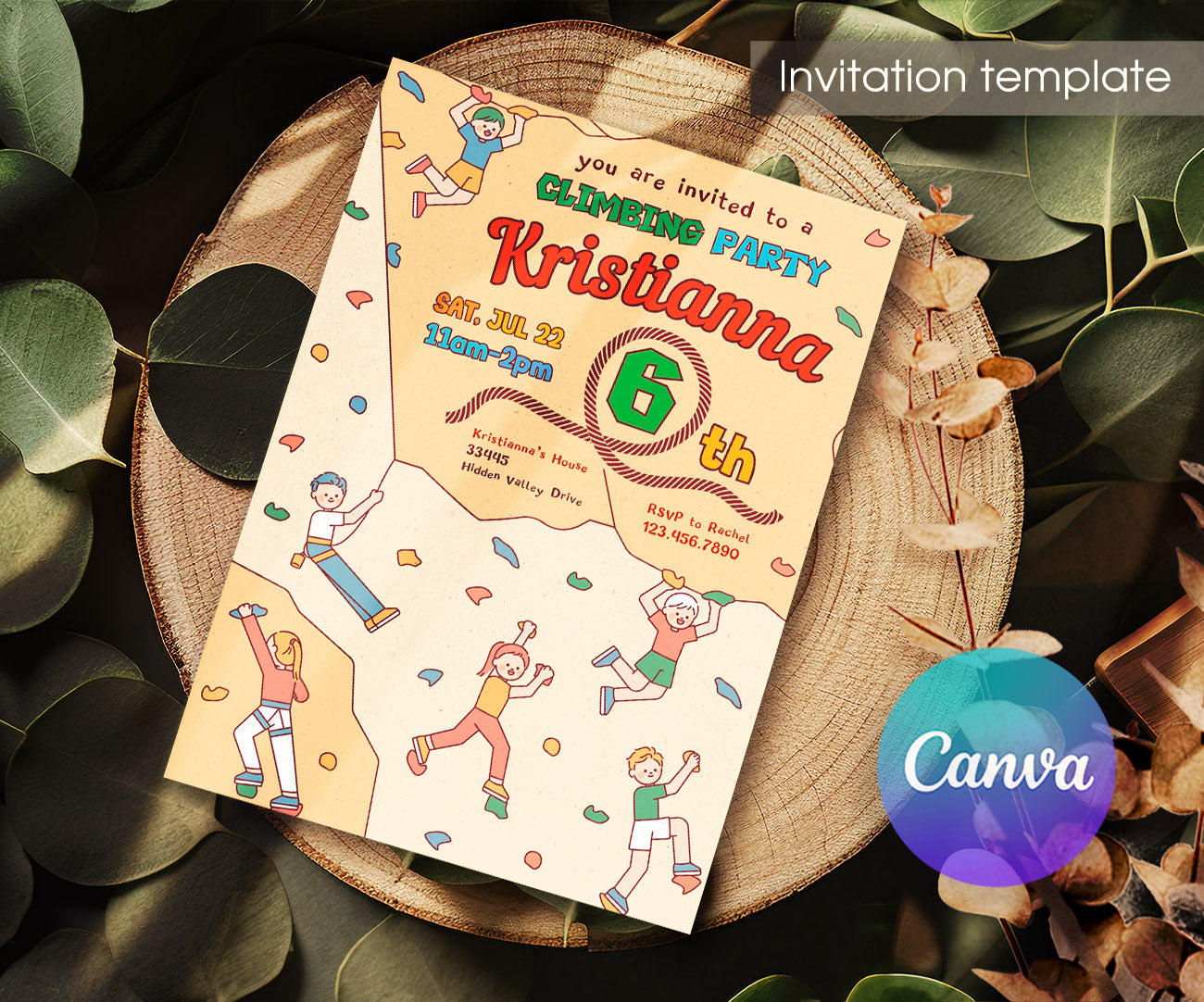 Rock Climbing customizable invitation template | Share or Print | BF852