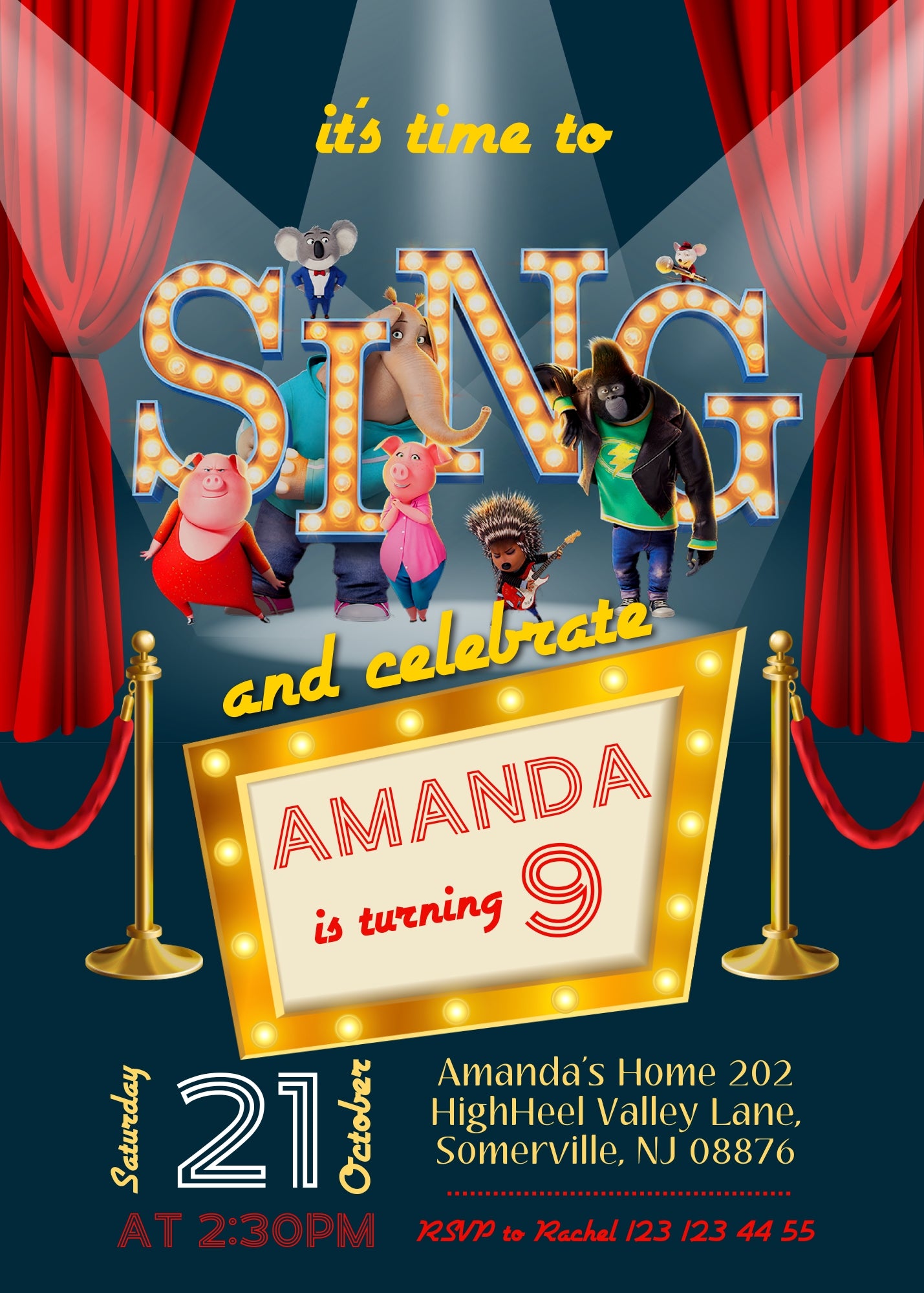Sing Two Karaoke customizable invitation template | Share or Print | XQ399