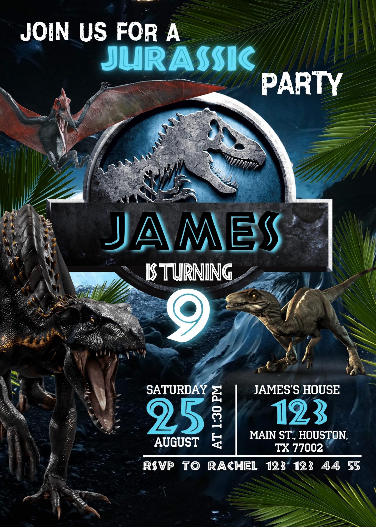 Jurassic Park Dinosaur customizable invitation template | Share or Print | NR280
