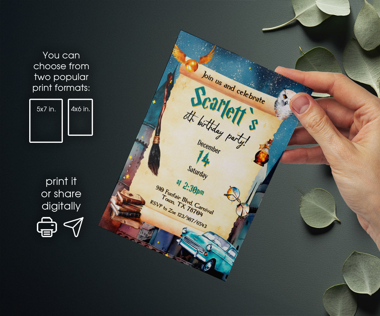 Harry Potter customizable invitation template | Share or Print | RB491