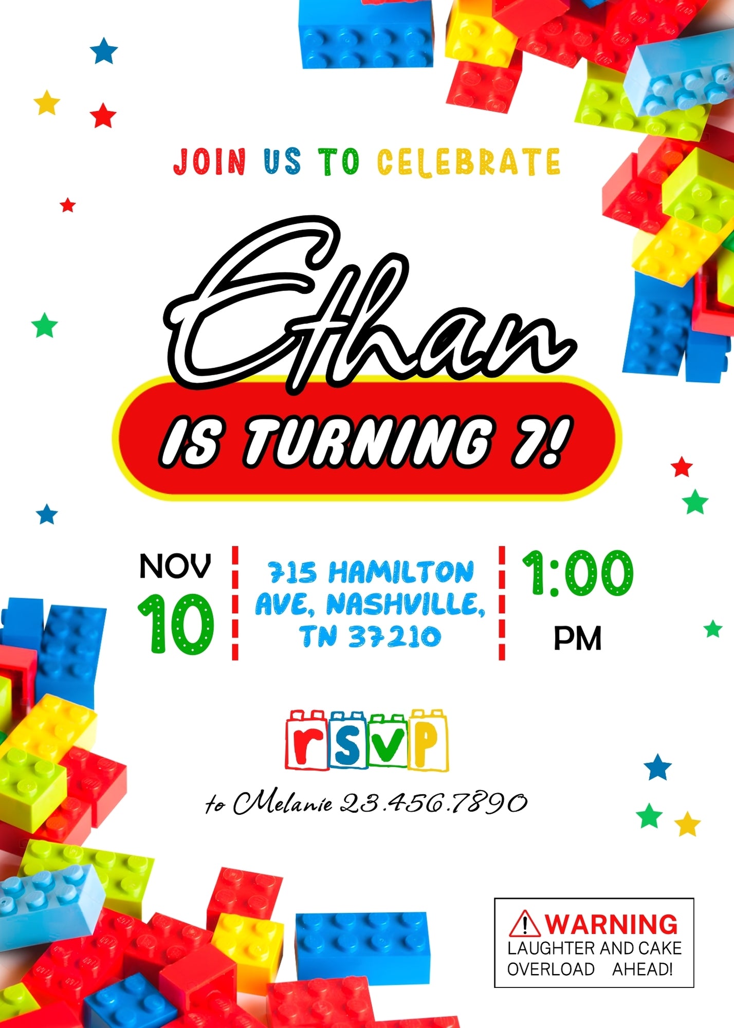 Lego customizable invitation template | Share or Print | AP705