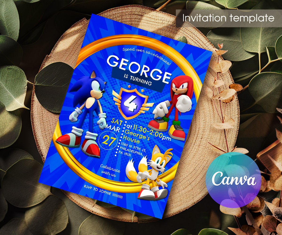 Sonic the Hedgehog customizable invitation template | Share or Print | SB535