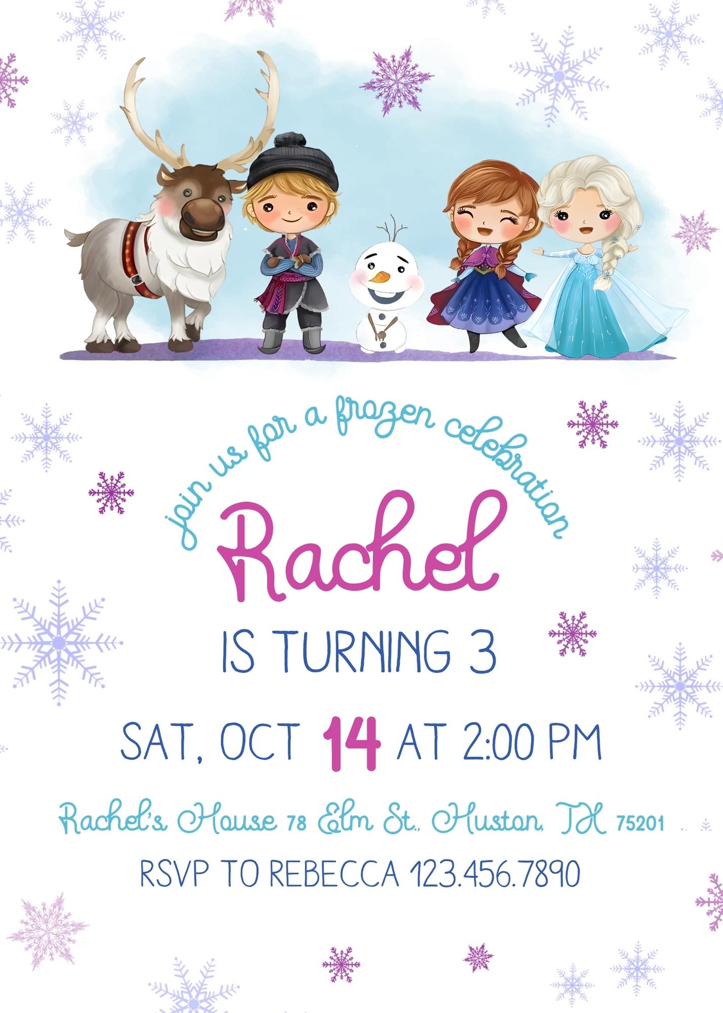 Frozen Elsa customizable invitation template | Share or Print | girl | EA924