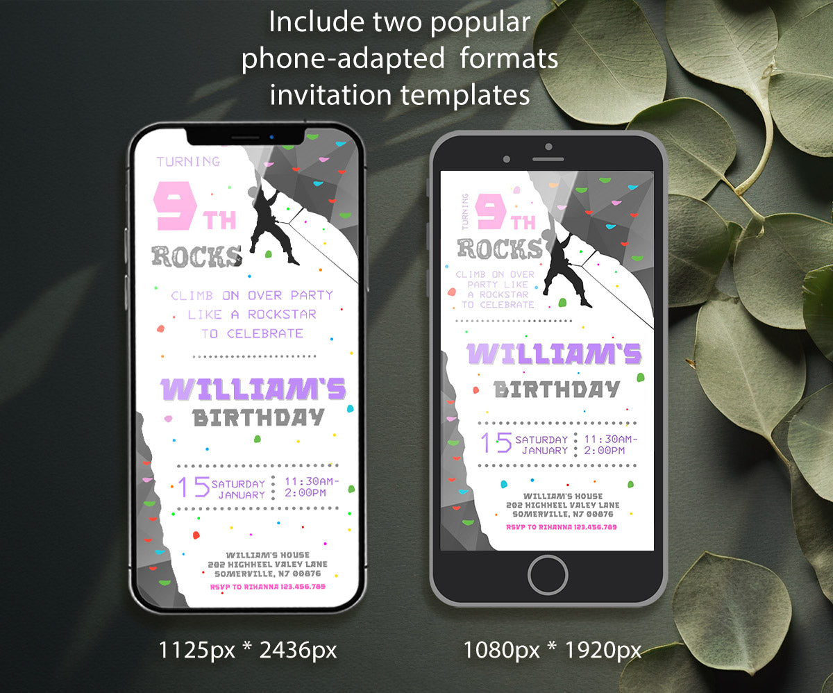 Rock Climbing customizable invitation template | Share or Print | IY076