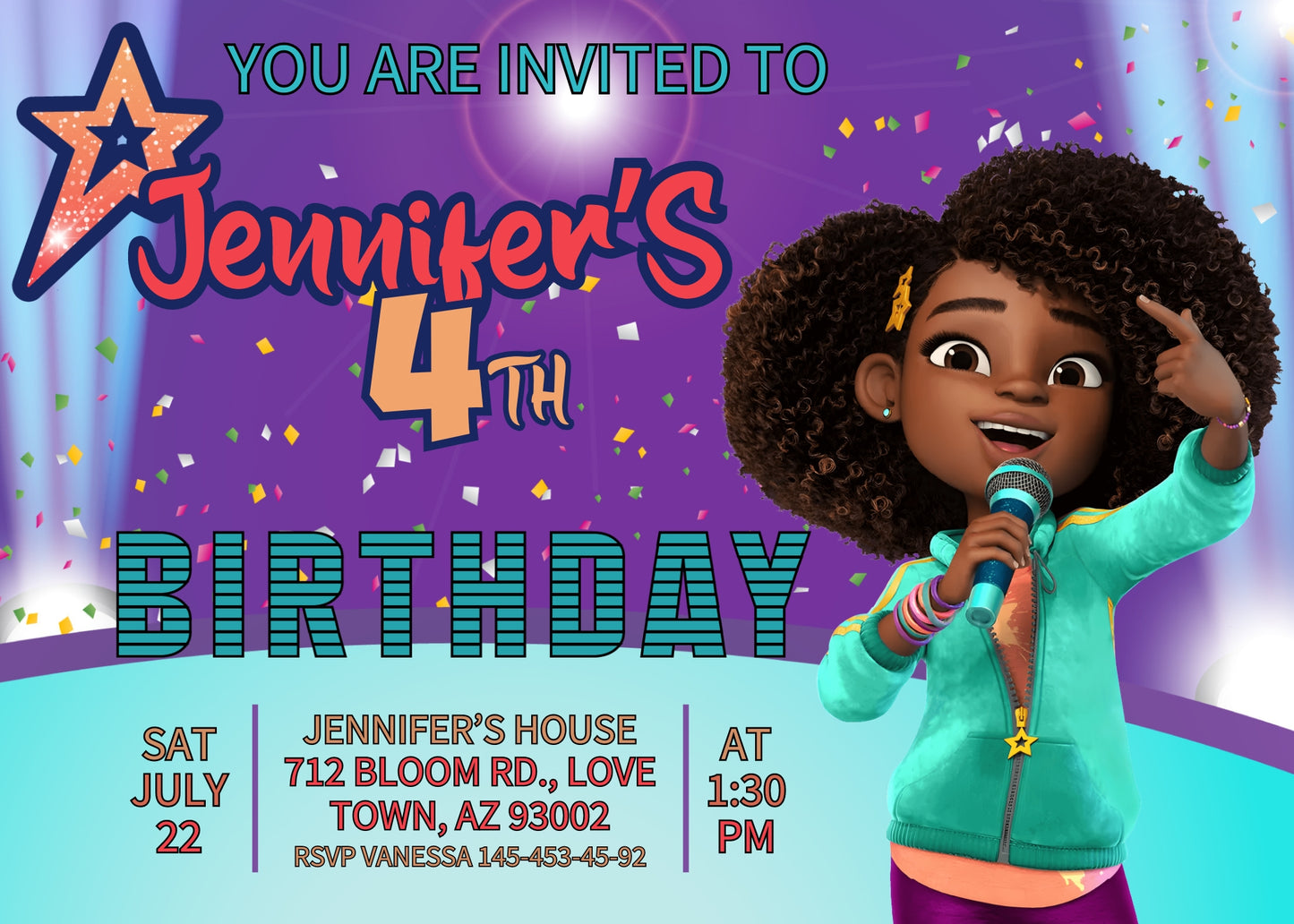 Karma's World customizable invitation template | Share or Print | girl | OY434