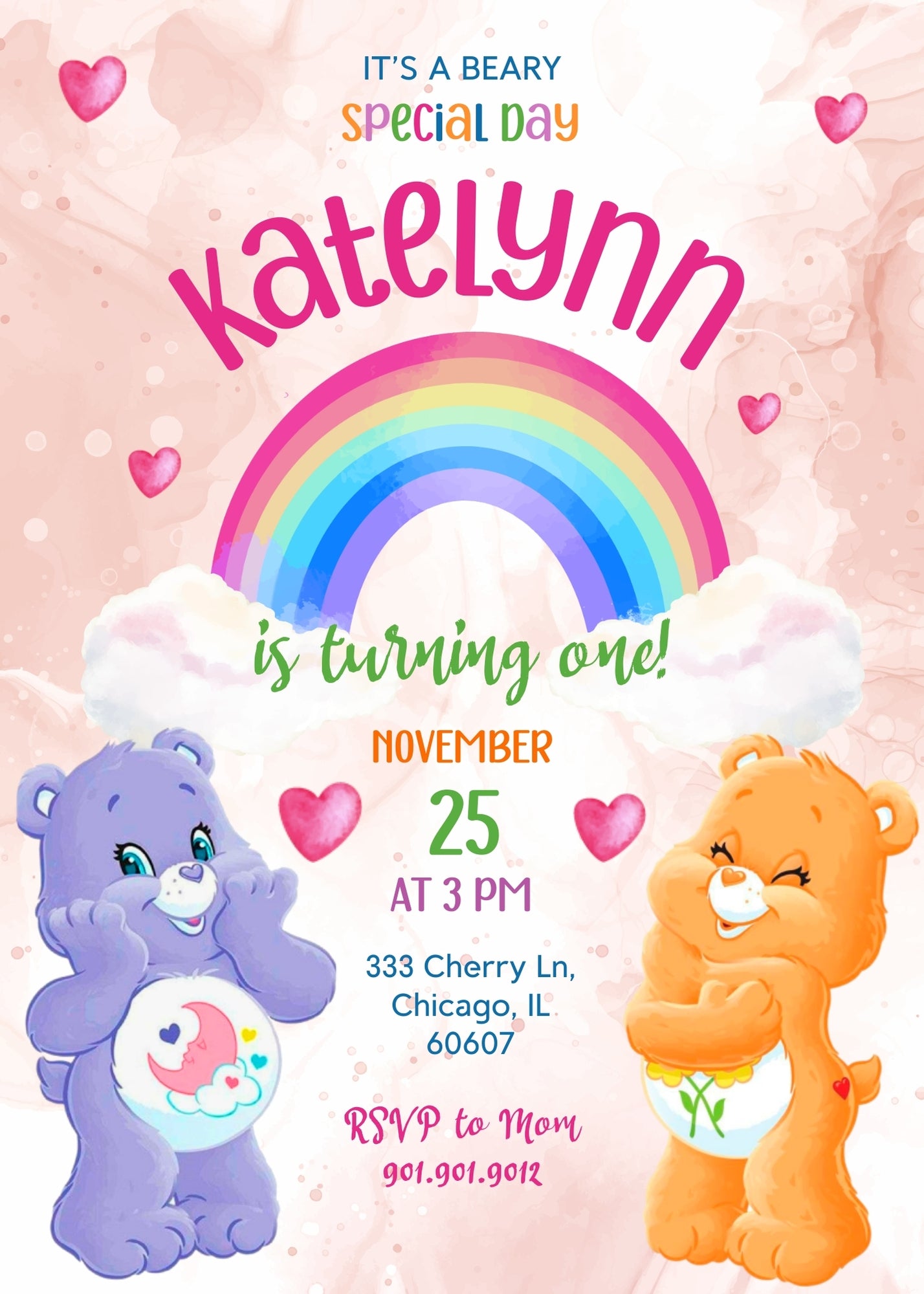 Care Bears customizable invitation template | Share or Print | HL609