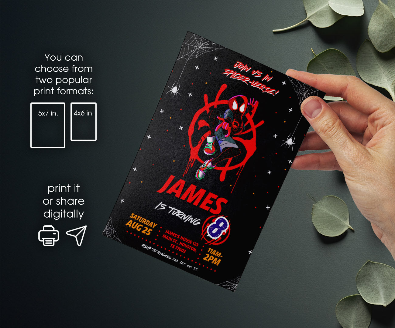 Spider Man Across the Spider-Verse customizable invitation template | Share or Print | boy | ZV555