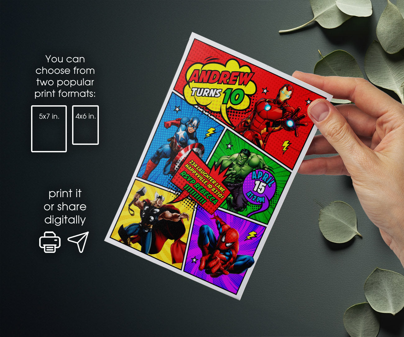 Avengers Marvel Superhero customizable invitation template | Share or Print | boy | TR176