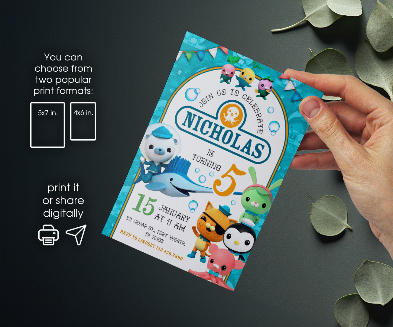 Octonauts customizable invitation template | Share or Print | LY074