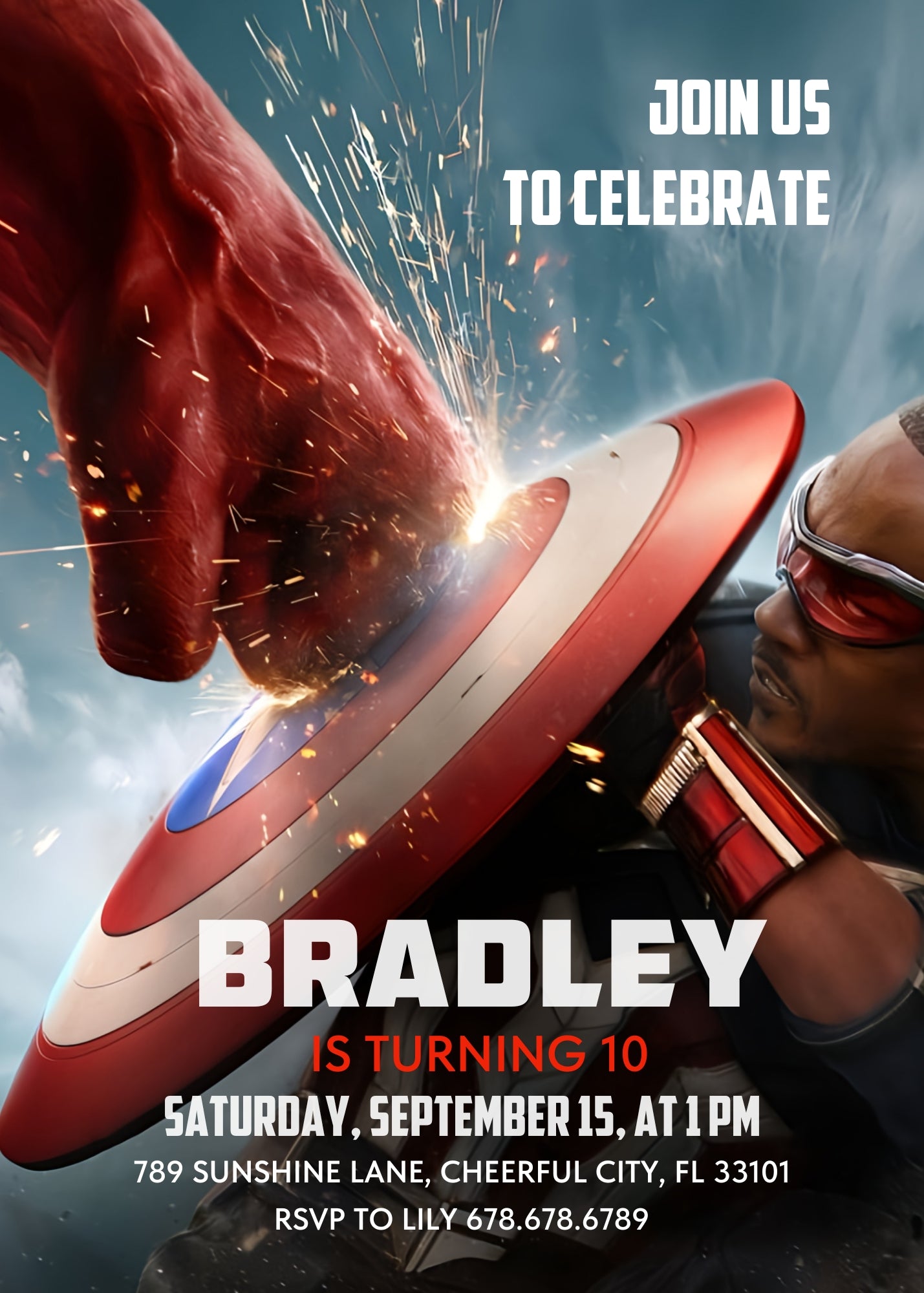 Captain America: Brave New World, Red Hulk customizable invitation template | Share or Print | boy | QQ480