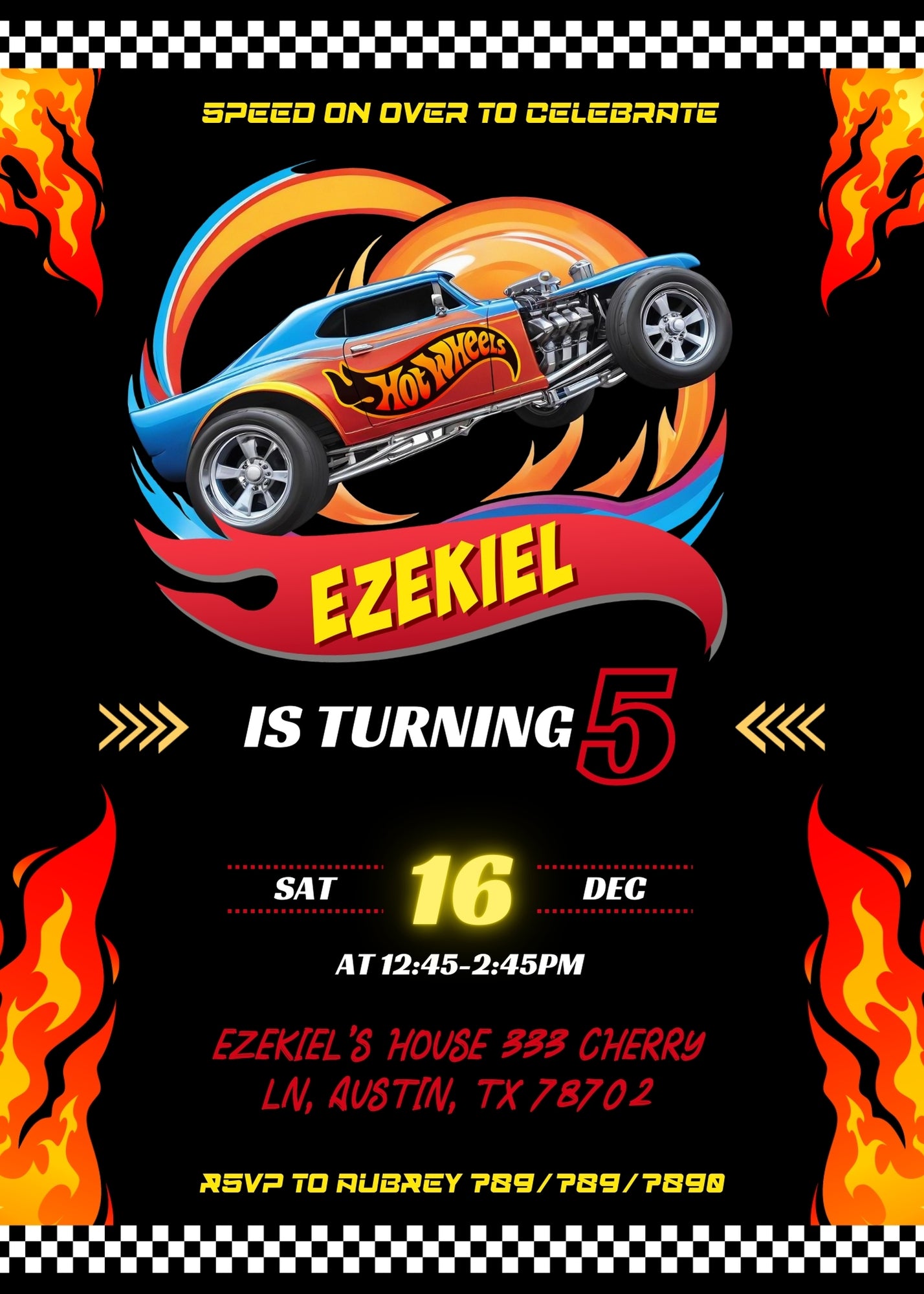 Hot Wheels Racing customizable invitation template | Share or Print | boy | DP320