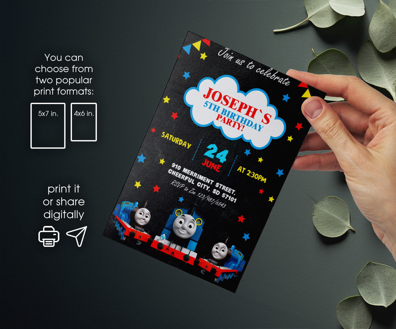 Thomas Train & Friends customizable invitation template | Share or Print | LB683