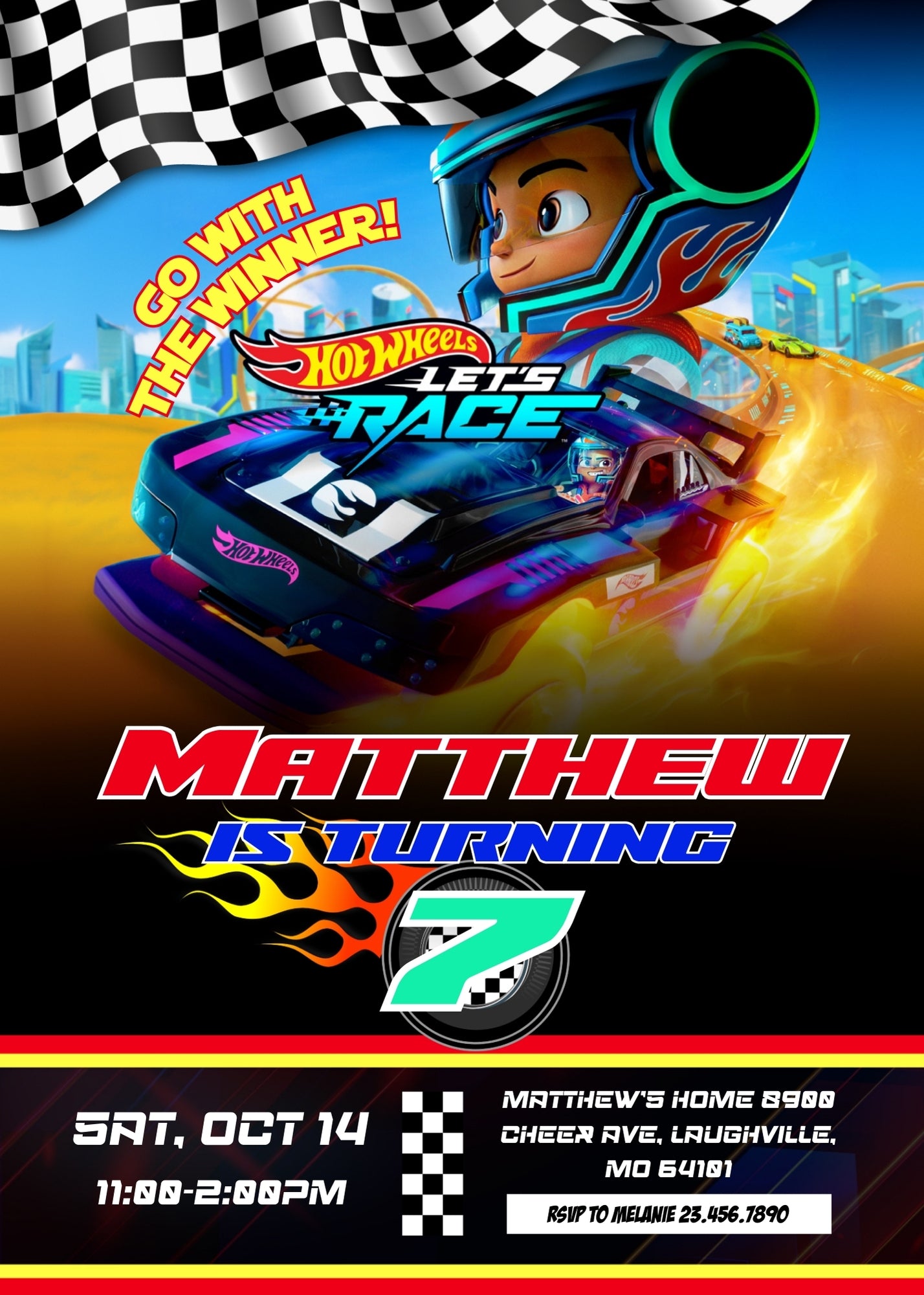 Hot Wheels Let's Race customizable invitation template | Share or Print | boy | MH974