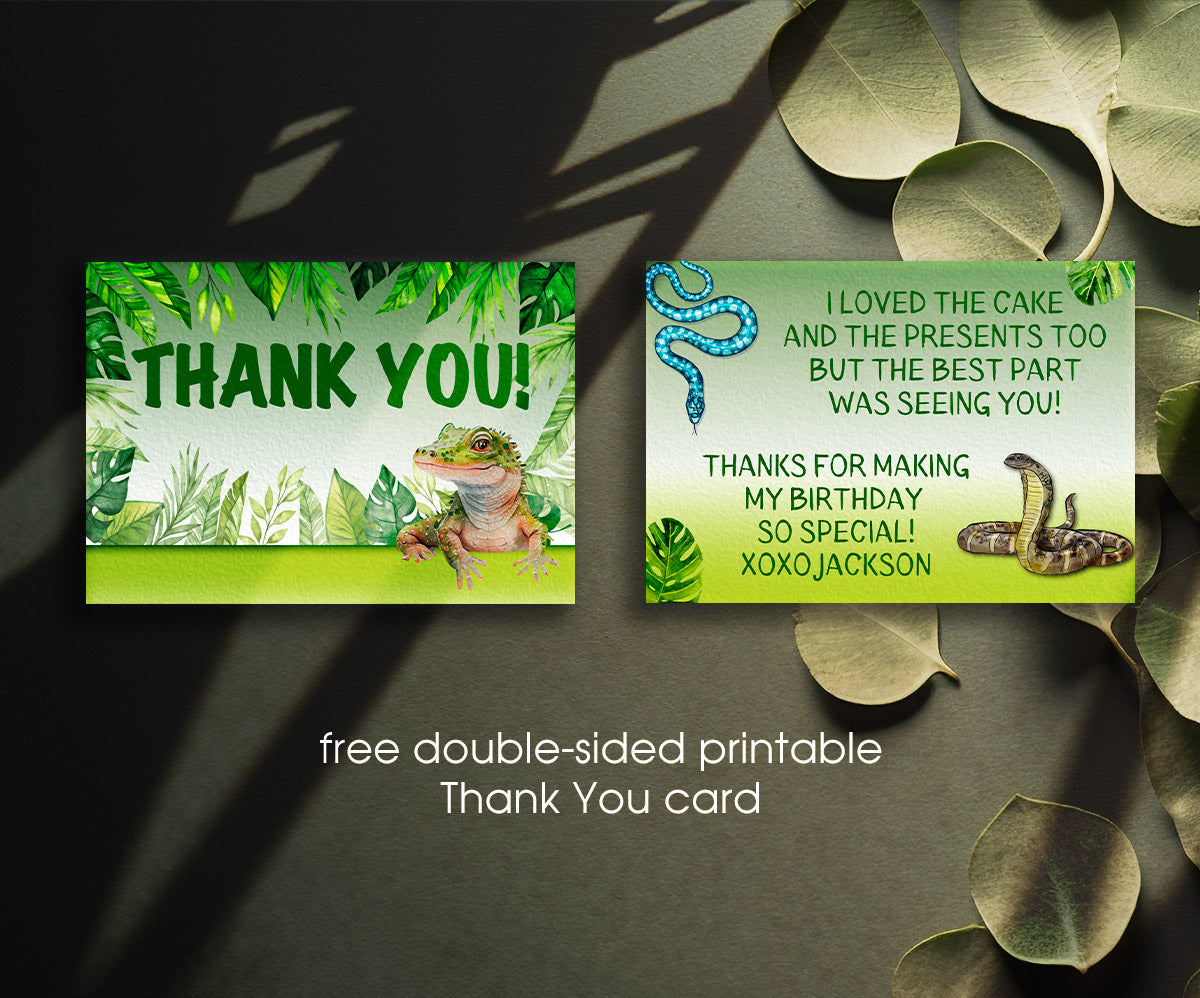 Reptile Lizard Snake customizable invitation template | Share or Print | PC814