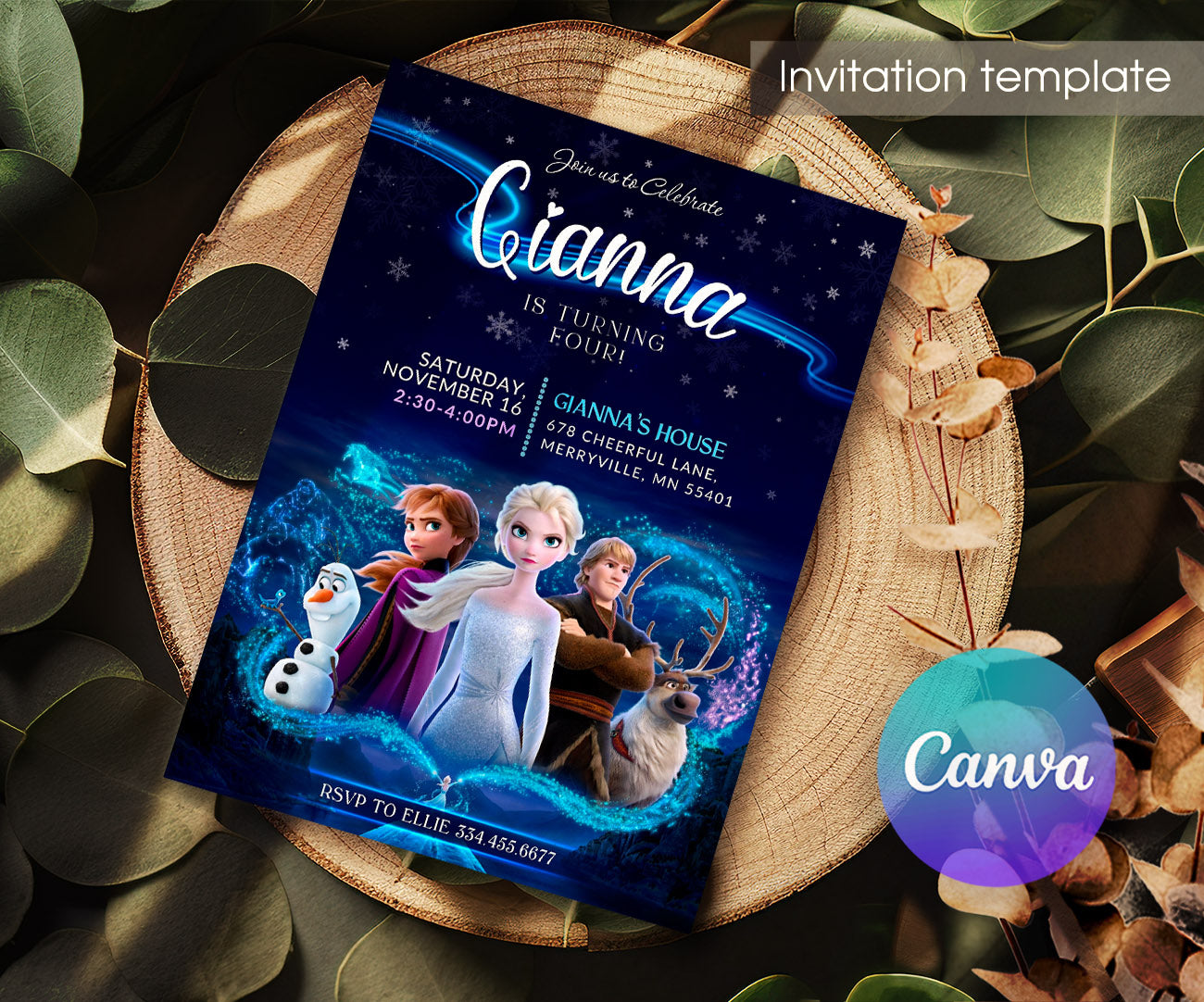 Frozen Elsa customizable invitation template | Share or Print | girl | OO640